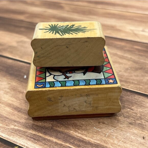 2 RUBBER STAMPEDE WOOD MOUNTED STAMPS SNOWMAN SQUARE A2647E POSH PINE Z151C - Picture 4 of 6